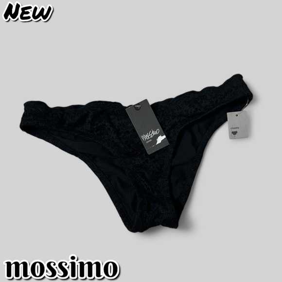 Mossimo Supply Co. Other - New NWT Mossimo crocheted Design Cheeky Crunch Booty Black Swim Bikini bottoms